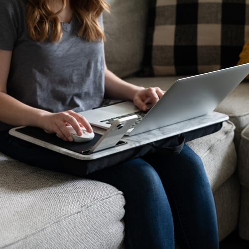 LAPGEAR Home Office Lap Desk with Device Ledge, Mouse Pad, and Phone Holder - White Marble - Fits Up To 15.6 Inch Laptops - Style No. 91501 - color: White Marble, size: Home Office W/Device Ledge