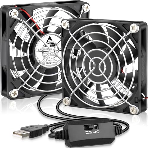 GDSTIME Dual 80mm USB Fan with L/M/H 3 Speed Control, DC 5V Powered | 15mm Slim 2 in 1 Fan, Type-A USB Plug, Brushless Axial, 80x80x15mm, 8015, for Receiver DVR PlayStation Xbox Computer Cooling - size: 80x15mm