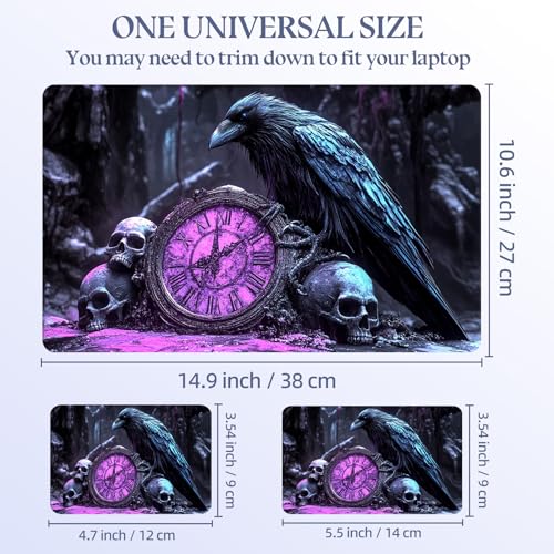 Universal Laptop Skin Sticker Decal,15.6 Inch Laptop Vinyl Cover for 13" 14" 15.6" Laptop,Scratch-Resistant Waterproof Protector Wrap,Reusable with Wrist Pads,Raven Clock of Skulls - color: Raven Clock of Skulls
