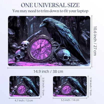 Universal Laptop Skin Sticker Decal,15.6 Inch Laptop Vinyl Cover for 13" 14" 15.6" Laptop,Scratch-Resistant Waterproof Protector Wrap,Reusable with Wrist Pads,Raven Clock of Skulls - color: Raven Clock of Skulls