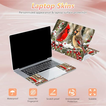 Laptop Skin Sticker Decal 12" 13" 13.3" 14" 15" 15.6",Waterproof Scratch Resistant Vinyl,Reusable Easy to Apply,for MacBook HP Dell Notebooks Netbooks Laptop,2 Wrist Pads,Cardinal Bird Tree - color: Cardinal Bird Tree