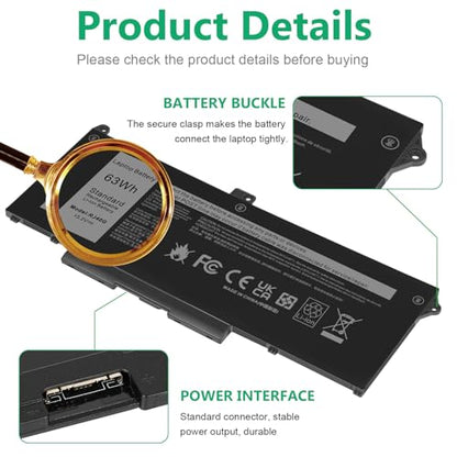 ASUNCELL RJ40G 63Wh Laptop Battery Replacement for Dell Latitude 15 5520 Latitude 14 5420 Precision 15 3560 Series M033W 01K2CF 075X16 WY9DX P137G P137G001 P104F P104F001 0WK3F1 0M3KCN 15.2V 3941mAh - size: RJ40G 10.83 × 5.12 × 0.73 in