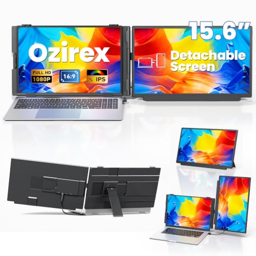 15.6" Detachable Laptop Screen Extender, Ultra-Light Portable Monitor | FHD 1080P Display, Dual Monitor for 14"-17.3" Laptops, One Cable Plug & Play, Compatible with Windows, Mac, ChromeOS, PS5 - color: Black