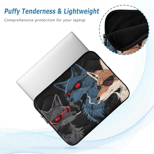 Cool Wolves Fox Black 15-16 Inch Quilted Laptop Sleeve Case Soft Notebook Protector Bag Computer Carrying Case - color: Cool Wolves Fox Black, size: Large