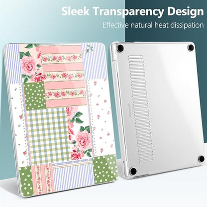 Batianda Case for Microsoft Surface Laptop 13 inch 2025 2026,Chic Patchwork | Fits Model 2095, Artistic Patterns Ultra-Slim Lightweight Scratch-Resistant Hard Shell with Professional Protection - color: Floral striped frame