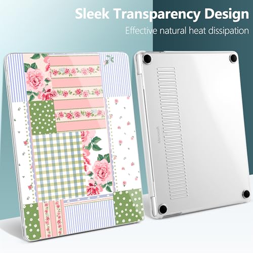 Batianda Case for Microsoft Surface Laptop 13 inch 2025 2026,Chic Patchwork | Fits Model 2095, Artistic Patterns Ultra-Slim Lightweight Scratch-Resistant Hard Shell with Professional Protection - color: Floral striped frame