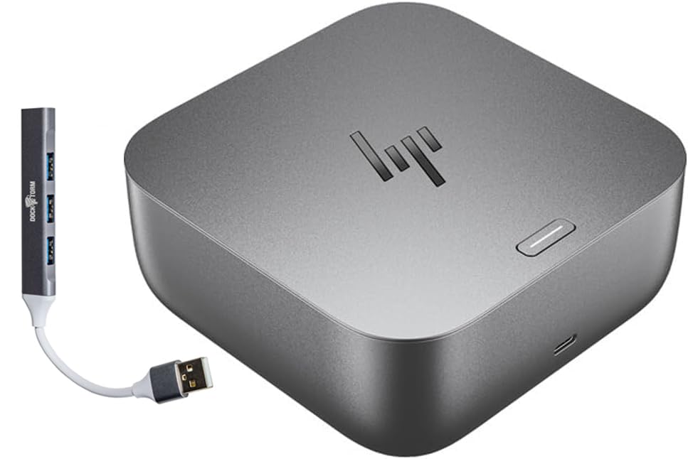 HP 100W G6 Thunderbolt 4 Universal Thunderbolt/USB-C Docking Station | Bundle with DKZ Hub, 9X472UT#ABA, Data Transfers to Any Brand Laptop, Single Cable for Charging - size: 1 Pack, style: 100W G6