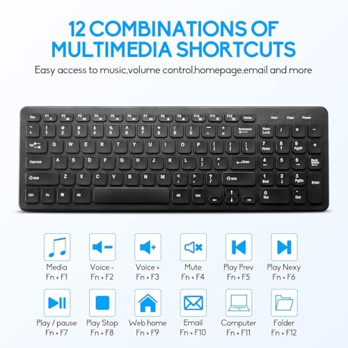Wireless Keyboard and Mouse Combo, Compact Quiet Wireless Keyboard and Mouse Set 2.4G Ultra-Thin Sleek Design for Windows, Computer, Desktop, PC, Notebook, Laptop (Black01) - color: black