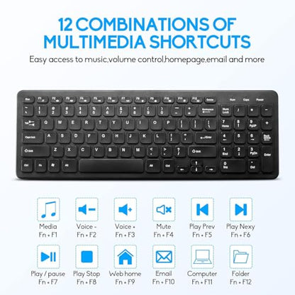 Wireless Keyboard and Mouse Combo, Compact Quiet Wireless Keyboard and Mouse Set 2.4G Ultra-Thin Sleek Design for Windows, Computer, Desktop, PC, Notebook, Laptop (Black01) - color: black