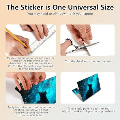 Laptop Skin Sticker Decal 15.6 Inch,12 13 13.3 14 15 15.6 in Laptop Netbook Skins for Notebook,Art Decal Removable Waterproof Scratch Resistant,Universal Vinyl Cover,Blue Glitter Sky Cat - color: Blue Glitter Sky Cat