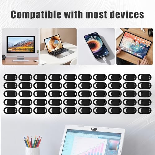 50 Pcs Webcam Cover Slide, Ultra-Thin Cell Phone Camera Cover | 0.023 Inch, Universal Durable, For Laptop, Smartphone, Computer, Protect Your Privacy and Security