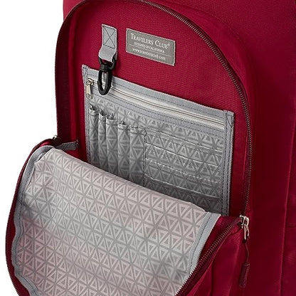 Travelers Club 20" Rolling Backpack with Laptop Compartment, Red - color: Red, size: 20 Inch