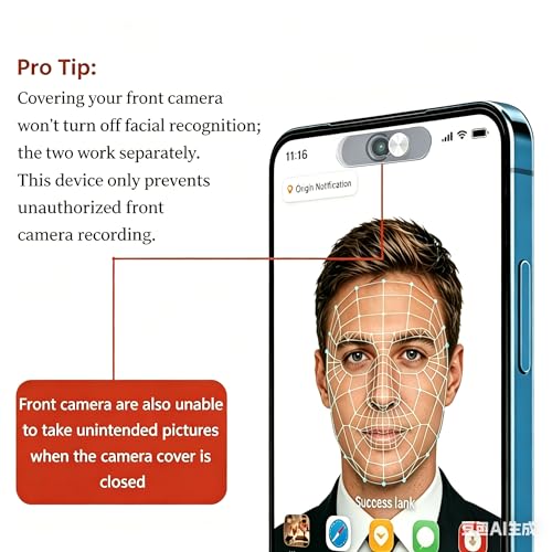 3 Pack Ultra Thin Front Camera Privacy Slider Cover | Fits Android Phone, Pixel, Galaxy & iPad, sliding webcam blocker for single front camera privacy protection