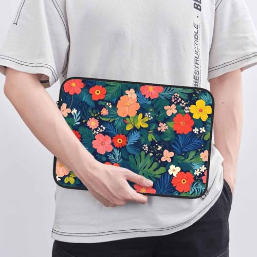 Laptop Sleeve Bag 15.4 15.6 Inch,Floral Bright Colorful Flowers and Leaves Protective Polyester Computer Cases Laptop Cover Briefcase Bag Tablet Travel Cover - color: LPS-003