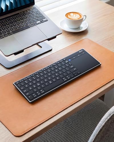 CZUR K5S Bluetooth Keyboard with Touchpad, Wireless & Wired, Rechargeable | Meadia Control, HTPC for PC-connected TV, Portable Keyboard for PC/Laptop/Tablet/Phone, for Windows/Mac/Android/iOS
