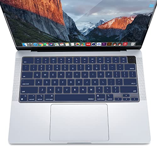 MOSISO Keyboard Cover Skin Compatible with MacBook Air 15 inch M3 M2 | A3114 A2941/Air 13.6 A3113 A2681/Pro 14/16 M4 M3 M2 M1, Navy Blue - color: Navy Blue