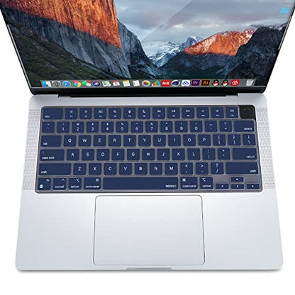 MOSISO Keyboard Cover Skin Compatible with MacBook Air 15 inch M3 M2 | A3114 A2941/Air 13.6 A3113 A2681/Pro 14/16 M4 M3 M2 M1, Navy Blue - color: Navy Blue