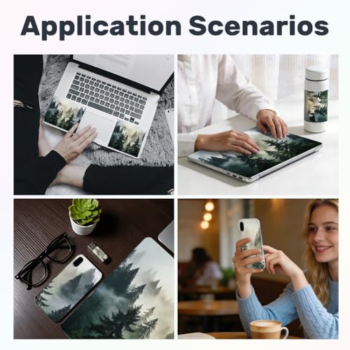 3Pcs Forest Laptop Skin Sticker Blue Scenery Universal Removable Vinyl Stickers Fits for 12.1 13 14 15.6 16 Inch Waterproof Notebook Decal Cover Gift - color: Dark Blue
