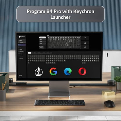 Keychron B4 Pro Ultra-Slim 96% Wireless Keyboard, Bluetooth/2.4 GHz/Wired Connection Keyboard with Numpad, Launcher, Up to 300 Hours Battery Compatible with Mac Windows Linux - Space Gray - color: Space Gray