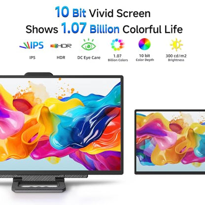 Large Portable Monitor 24 inch - 1080P FHD 100Hz Travel Monitor, 125% sRGB IPS Laptop Screen Extender, VESA Compatible, Height Adjustable Detachable Stand with USB-C HDMI for Work Gaming Office Home - size: 24 inch FHD