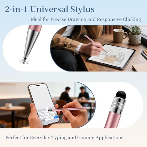 ChaoQ 2-in-1 Stylus Pen for Touchscreen, 6pcs High Sensitivity and Precision Stylus Pens for iPad iPhone Android Suitable for All Touch Screens (Rose Gold) - color: 6 Rose Gold