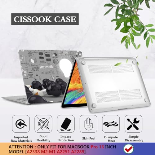 CISSOOK Creative Bulb Case for MacBook Pro 13 Inch 2025-2020 Release | 4in1 Set Hard Shell Cover with Keyboard Cover Screen Protector for MacBook Pro 13 M2 M1 A2338 A2251 A2289, Bulb - color: Creative Bulb