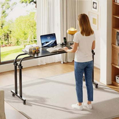 Furist Overbed Table with Wheels Laptop Desk Cart Table Over The Bed Table Adjustable Height and Length for Hospital and Home use