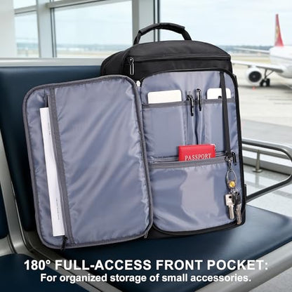 Travel Backpack Carry On Everyday Laptop Backpack Fits 16" Laptop | Flight Approved Luggage Backpack for Men Women, Suitcase-Style Main Pocket, Laptop Compartment, USB Port, for Travel, Daily - color: Black