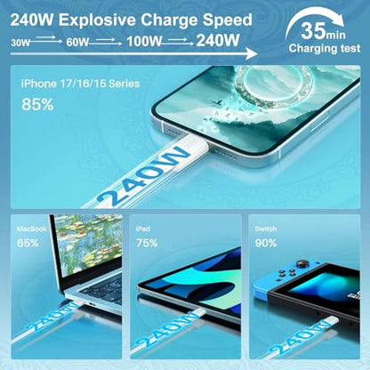 ZeroneTeck USB4 40Gbps Cable 3.3FT, Thunderbolt 4/3 Compatible, 8K Dual 4K Display, 240W PD Fast Charging USB C Woven Cord for iPhone 17/16/15 MacBook Apple Devices - size: 3.3FT
