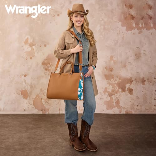Wrangler Laptop Tote Bag for Women Western Style Work Crossbody Bag - color: Brown