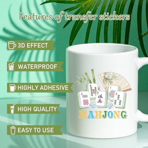 Rngmsi UV DTF Cup Wrap - 20 Pcs Mahjong UV DTF Stickers for 16 OZ Funny Mahjong Bird Waterproof UVDTF Transfer Decals for Glasses Cups Mug DIY Crafts - style: Mahjong