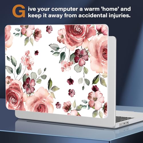 CISSOOK Compatible with MacBook Air 13 inch Case M2 M3 M4 M5 | A3449 A3240 A3113 A2681, 5in1 Set Hard Shell Case Keyboard Cover for MacBook Air 13.6 inch 2022 - 2026, Flower - color: Air13.6inch-Begonia flowers