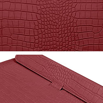 Wine Red Crocodile PU Leather Laptop Sleeve for 13-13.6 Inch Laptops | Flip Case with Stand. Soft Plush Lining Prevents Scratches. Water-Resistant & Lightweight. Daily for Business Travel& Commute - color: Wine Red