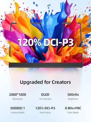 UPERFECT OLED Portable Monitor Touchscreen, 14" 3K 120Hz Gaming Monitor | 0.1ms | 2880x1800 | 500 Nits | 120% DCI-P3 | 500000:1 Contrast | Ultra-Slim Design for Laptop Mini PC Phone Game Consoles - size: 14"