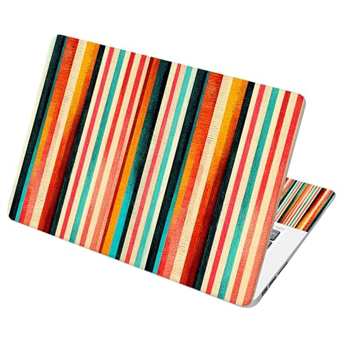 Universal Laptop Skin Sticker with 2 Wrist Pad Decals, 3-Piece Removable Vinyl Laptop Cover, Colorful Vertical Stripes Waterproof Anti-Scratch, Easy-Trim Fit for 13.3" 14" 15.6" Laptops - color: Colorful Vertical Stripes
