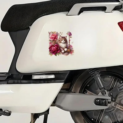 Rose Swing Cat PVC Vinyl Car Decals Stickers Waterproof Self-Adhesive Decals for Cars, Laptops, Trucks, Motorcycles Wall Window Luggage Scratch Cover Door Decor Sticker