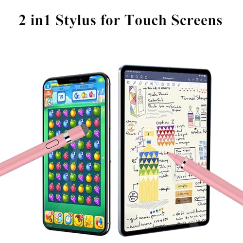 CMARS Active Stylus Pen for Touchscreen, Rechargeable Universal Pencil for iPad, Digital Fine Point Tablet Pens Compatible with Android/iPhone/iPad mini/Pro/Air/Samsung and More Tablet/Phone - Pink - color: Pink