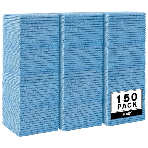 AIDEA Microfiber Cleaning Cloth,150PK, Blue Shop Towels, Shop Rags 12"×12" | Microfiber Towels for Cars, Dusting Cloth Lint Free Cleaning Rags, Cleaning Towels for SUVs, House, Mechanic, Workshops - color: Blue, size: 150PK