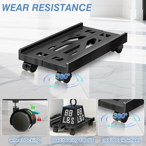 Pc Stand for Floor, Adjustable Computer Tower Stand for Carpet,Mobile CPU Stand with 4 Rolling Caster Wheels, PC Tower Stand Fits Most PC Under Desk-D-Black - color: D-Black
