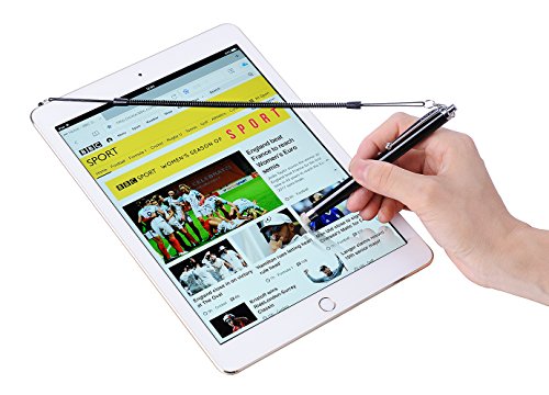 Stylus Pens, CCIVV 4 Pcs 5.6 Inches Mesh Tip Stylus for Touch Screens, iPad, iPhone, Kindle Fire, 4 Extra Replaceable Hybrid Fiber Tips (White, Black, Silver, Blue) - color: 5.6 inches-4pcs