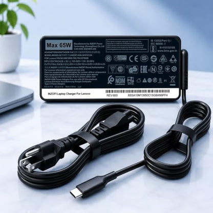 65W USB C Charger Compatible with Lenovo Laptop ThinkPad, IdeaPad, Yoga, ThinkBook, Chromebook, Flex, Slim, USB-C Power Delivery PD Fast Charging AC Adapter, Replacement for ADLX65YLC2A, ADLX65YCC3A