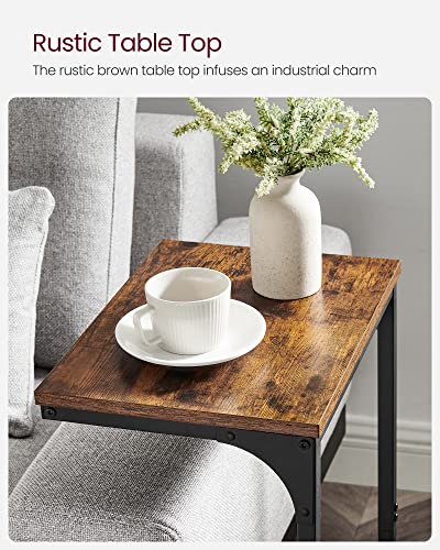 VASAGLE C-Shaped End Table, Side Table for Sofa, Couch Table with Metal Frame, Small TV Tray Table for Living Room, Bedroom, Rustic Brown and Black ULET353B01 - color: Rustic Brown + Black