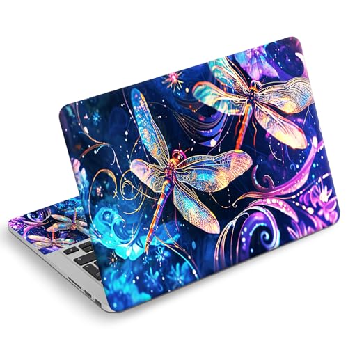 Universal Laptop Skin Sticker Decal, Compatible with MacBook HP Dell Lenovo 12"-15.6", Reusable Vinyl Notebook Cover 3PCS Set, High-Recognition Film-Dragonfly Sparkling - color: Dragonfly Sparkling