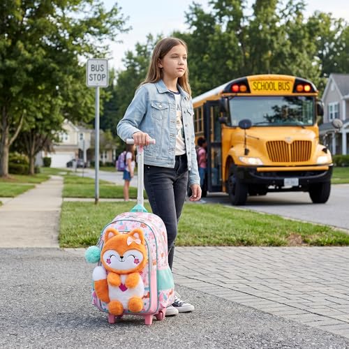 Meetbelify Kids Rolling Backpack with Wheels for Girls Elementary Students Kids Travel Luggage Carry on School Backpack for Girls Ages 6-8 - color: 01 D