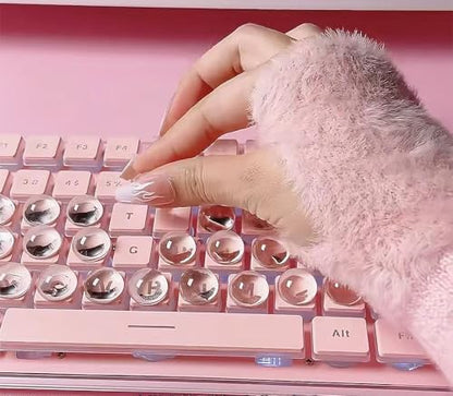 100 Pcs Glass Silicone Nail Art Typing Stickers, Clear Glass Long Nail Keyboard Cover, Reusable Adhesive Protective Nail Stickers for Laptop, PC, Desktop