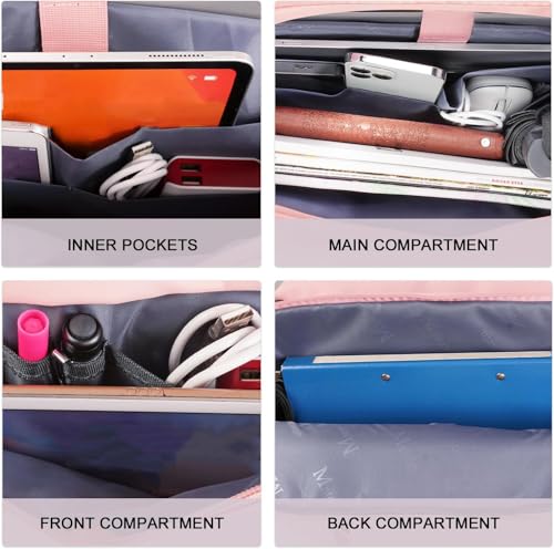 MATEIN 17 Inch Laptop Bag, Large Waterproof Laptop Carrying Case with Adjustable Handle, Cute Pink Briefcase Shoulder Messenger Bag Professional Work Computer Bag for Women Office College Travel, Pink | Large Briefcase, Waterproof Shoulder Messenger Bag,