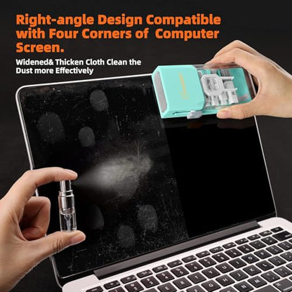 All-in-1 Keyboard Cleaner Laptop Cleaning Kit,Computer Screen-Safe Tools | MacBook iPad iPhone,Electronics Brush Tool for PC Camera Lens Earbuds,Deep Cleaning Spray Cloth, High-Density Soft Brush - color: Tifny Blue