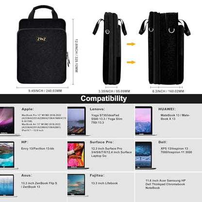 Laptop Case 12.9 13 Shoulder Bag, Expandable Handbag with Valuables Compartment Compatible with MacBook Air/Pro/Neo 13" M5/M4/M3/M2/M1, iPad 12.9/13/11, Water-Resistant & Shockproof,B01K01 - color: B01k01, size: 13"