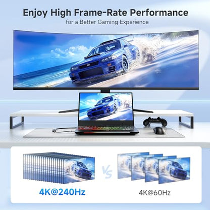 Cable Matters 32.4Gbps Unidirectional USB C to DisplayPort 1.4 Adapter | 8K@60Hz / 4K@240Hz, HDR, USB C to DP 1.4, Compatible with Thunderbolt 4/USB4, iPad Pro, iPhone, and MacBook