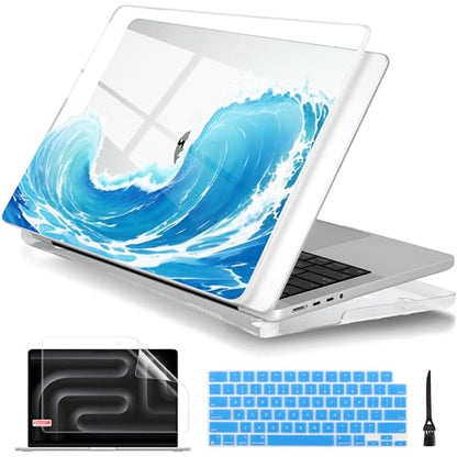 Batianda Case for New MacBook Pro 16 inch 2026 M5 2024 2023 2021 Release with M4 M3 M2 M1 Pro/Max Chip,Stylish Designed Clear Hard Shell with Keyboard Cover & Screen Protector, Blue Waves - color: Blue Waves